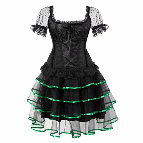 aizen Corset y Bustiers Vestidos Sexy Tirantes Lingerie Falda Tutu Mujer Gótico Steampunk Burlesque Talla Grande Negro Verde 6XL