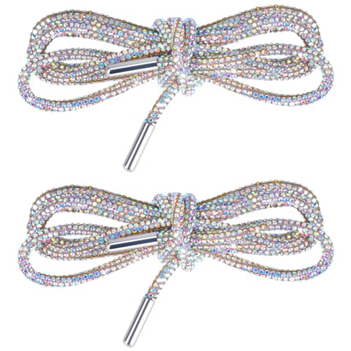 Bewudy 1 Pair of Rhinestone Glitter Rope, Laces for Sneakers, Thick Laces for Sneakers, Bling Rope Shoe Laces Shiny Rhinestone Shoe Laces String for Shoes Sweatpants Hoodies (Colorful)