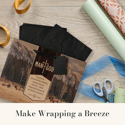Image of Christian Art Gifts Large Gift Bag for Men with Tissue Paper, Man of God