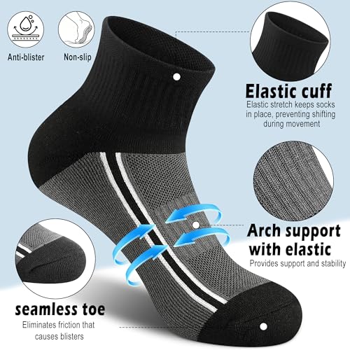 Image of Gonii Mens Athletic Ankle Socks 5-Pairs | Running,Hiking,Sports,Workout,Gym,Golf,Blister Defense,Cushioned,Arch Support,Compression,Comfortable,Quarter