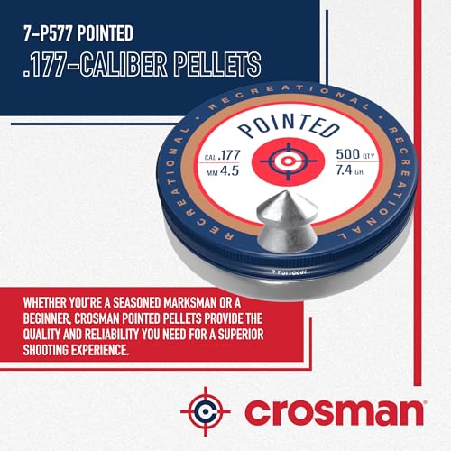 Image of Crosman .177-Caliber Pointed Lead Pellets for Air Rifles and Air Pistols - 500 Count Tin - Lead