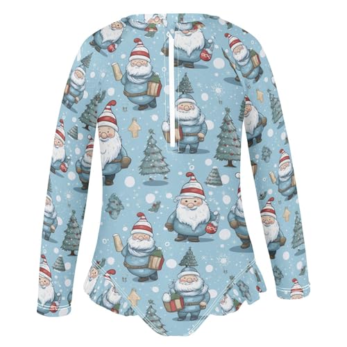 Gnome Snow Trees Girls Long Sleeve Swimsuit UPF 50+ Rashguard Swimwear One Piece Bathing Suit for 3-12 212164154