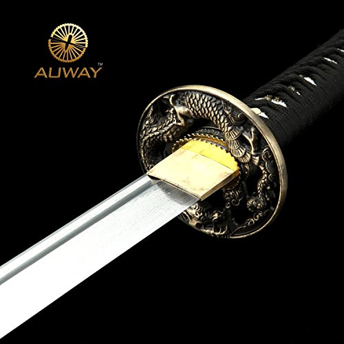 Auway 40 Inches Fully Hand Forged Dragon Tsuba Pattern Steel Full Tang Blade