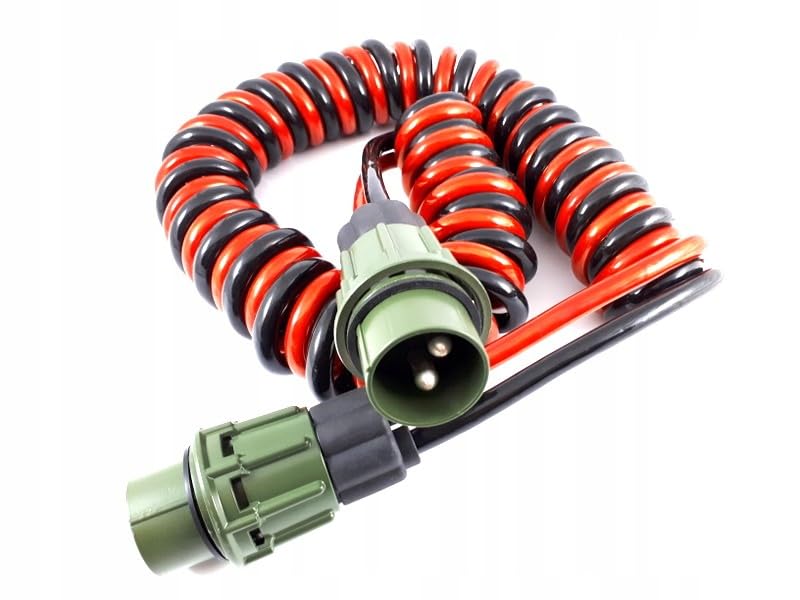 NATO kabel elektryczny 4 metry 2 x 50 mm² 12 V 24 V VG96917 z 2 wtyczkami NATO kabel spiralny kabel ułatwiający rozruch Bundeswehry samochód ciężarowy pojazd użytkowy przyczepa traktor offroad straż