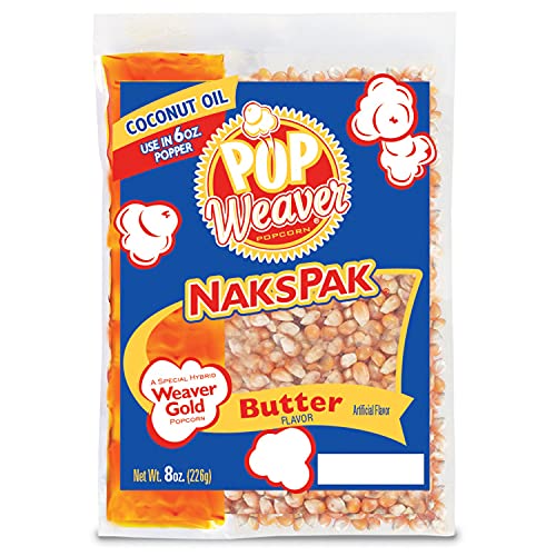 Pop Weaver Naks Pak - 8oz Butter Flavored Coconut Oil and Popcorn Packs - For Use in 6oz Popper Popping Machine - 6 Pack - image 2