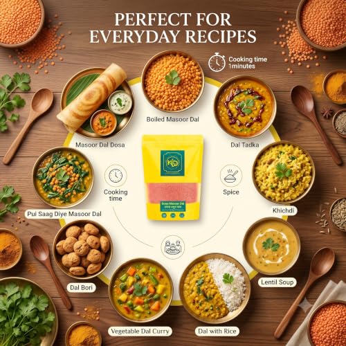 Image of KVD Collection Premium Handmade Bengal Sona Masoor Dal, Rich in Protein, Cooking Easy & Quick, Unpolished & Healthy Pulses for Daily Use - 950GM