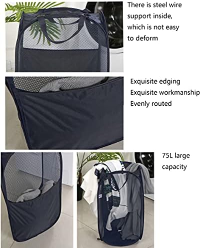 Folding Laundry Basket 75L Large Washing Basket Collapsible, Folding Baskets Washing Portable Collapsible Laundry Baskets for Bedroom and Bathroom,Foldable Cleaning Basket black laundry basket