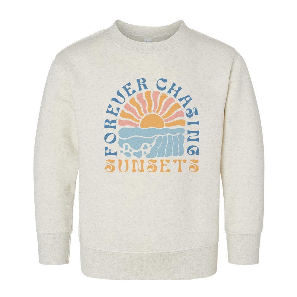 Retro Forever Chasing Sunsets Kids Sweatshirt Toddler 3T Natural Heather
