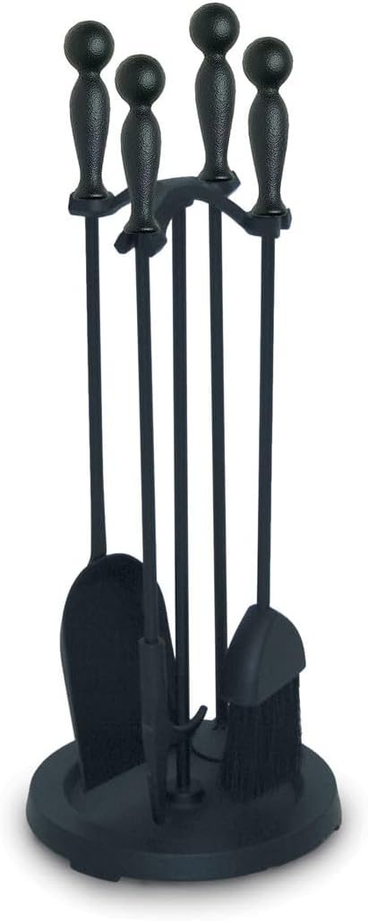 Pilgrim Home and Hearth 18021 2300 Series Iron Ball Fireplace Tool Set, 23" H/17 lb., Matte Black