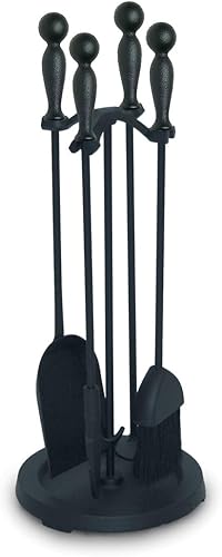 Pilgrim Home and Hearth Serie 18021-2300 - Juego de herramientas para chimenea con bola de hierro, 23 pulgadas de alto/17 libras, negro mate