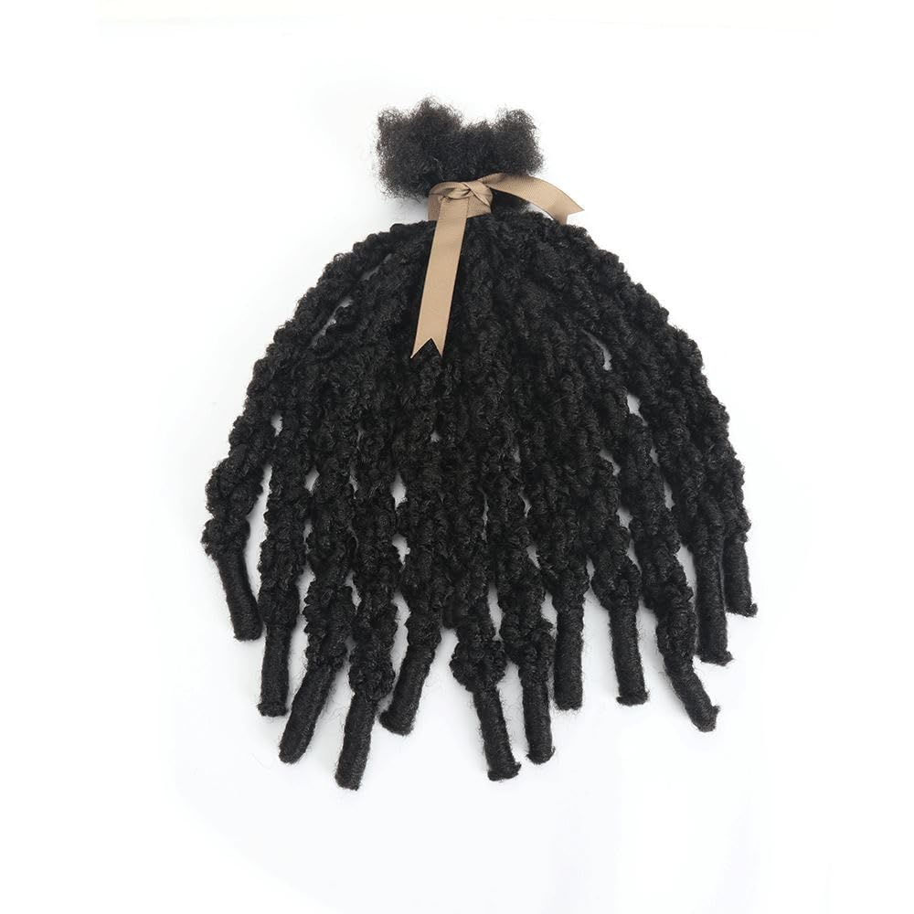 Men's Handmade Synthetic Dreadlock Extensions Soft Lightweight Dreads Hair Extensions for Male, Hip Hop Rasta Dreadlocks Quick Hairstyle Makeover Soft Touch, Reggae Braiding Hair(14",Black)