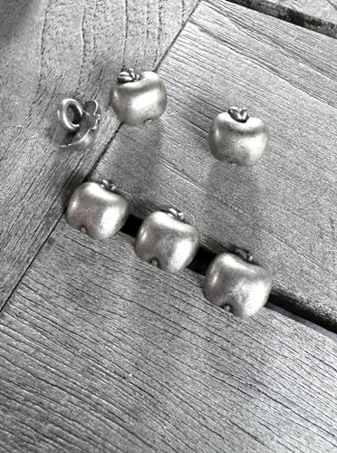 Pack of 10 Mini Apple Cute Very Small Silver Matt Coloured Metal Buttons 10 mm for Sewing