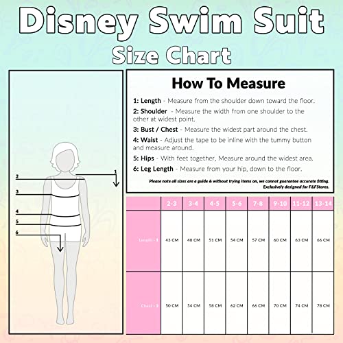 Image of Disney Girls One Piece Swimming Costume, Comfortable Stretchy Swimsuit - Girls Gifts