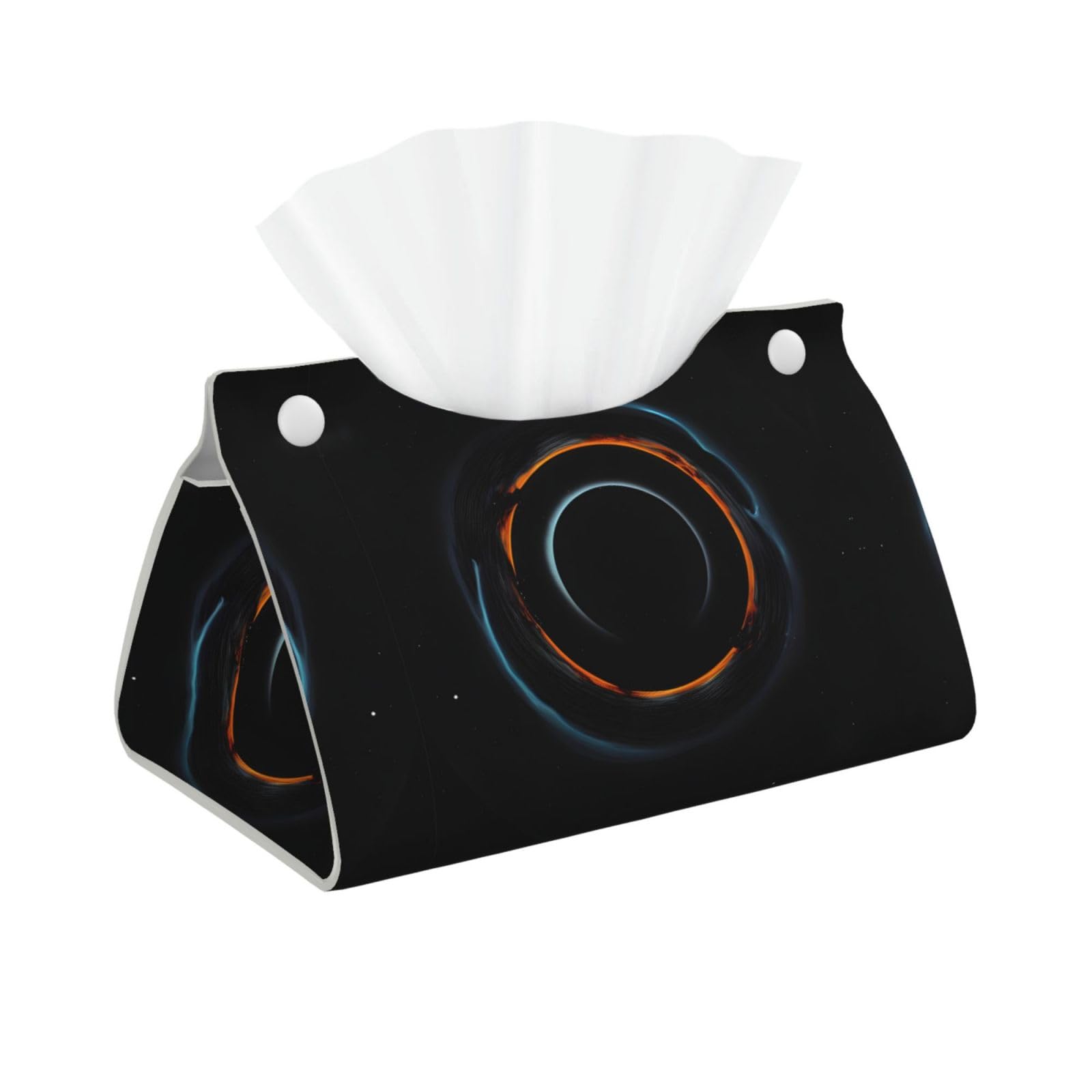 Mysterious Cosmic Black Holes Print Long Tissue Box Cover Holder Foldable Leather Organizer for Vanity, Nightstand, Desk & Bathroom