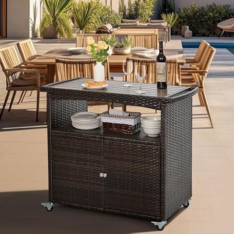 Patio Novagarden Outdoor Bar Cart with Storage Cabinet Cover