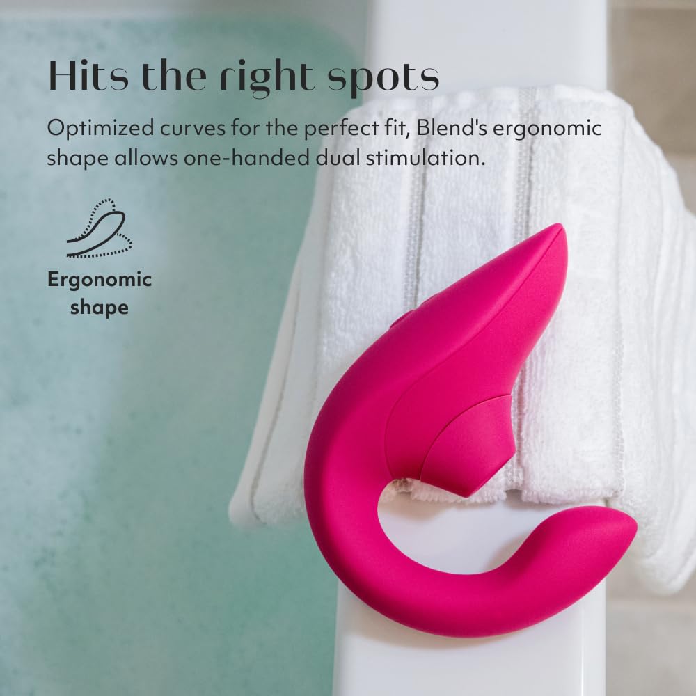 Womanizer Blend Estimulador Doble Conejito Vibrador - Estimulación del Clítoris Pleasure Air - Vibrador del Punto G y Succionador del Clítoris - Juguete para Mujer - Impermeable y Recargable - Rosa