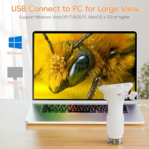 Digitales Mikroskop für Kinder, SGAINUL 1000x Zoom Mini-Mikroskopkamera für Kinder mit 2.0 Zoll Bildschirm Kindermikroskop Geburtstagsgeschenke im Alter von 6 7 8 9 10 11 12 Jahre (Weiß)