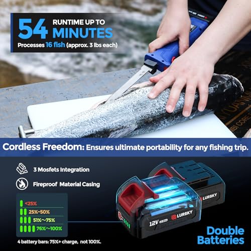 image for LURSKY Electric Fillet Knife Cordless Rechargeable Fishing Knife with 
