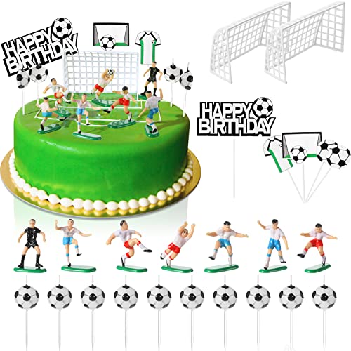 Fête d'anniversaire football : kit de 24 pièces pour gâteau