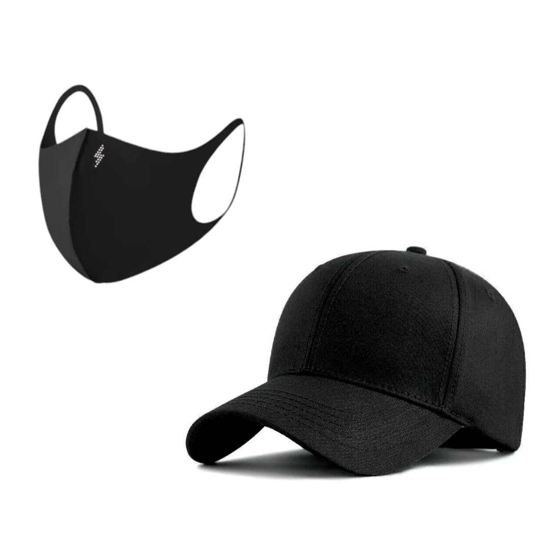 bekilyback Black Baseball Cap, Reusable Face Mask, Unisex Cap for Men and Women Freesize Baseball Caps Set of 2-picture-49