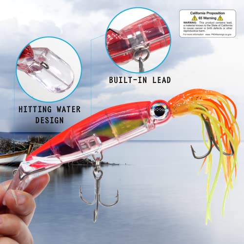 Gefischtter 5 Pack Squid Swimbait Fishing Lures Skirt Tail Octopus Jig Head Bait With 2 Treble Hooks Kit For Saltwater And Freshwater  thumb #4