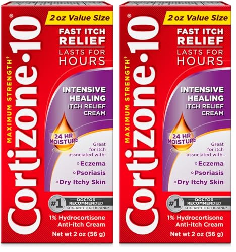 Image of Cortizone-10 Maximum Strength Intensive Healing Itch Relief Cream, 1% Hydrocortisone, Fast-Acting, Anti-Itch Cream for Bug Bites, Rash, Eczema, Psoriasis, Poison Ivy, Oak, Sumac & More