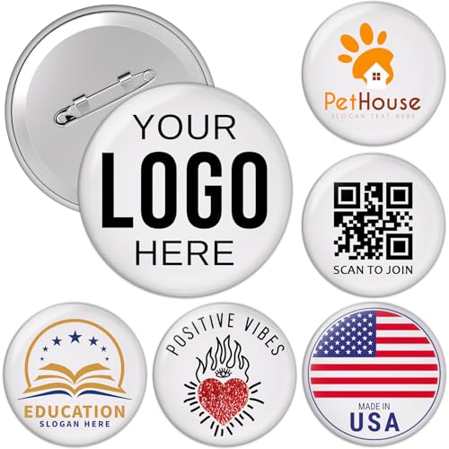 Custom Pins 10-200 PCS Custom Button Pin for Backpack Personalized Metal Badge with Logo/Photo/Art Work Customized Photo Button Hat Lapel Pin for Birthday Promotion Party Conference (Design-9)
