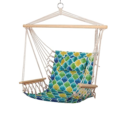 Backyard Expressions Reversible Hanging Rope Swing - Max 275 Lbs - Wooden Spreader Bar - for Any Indoor or Outdoor Spaces