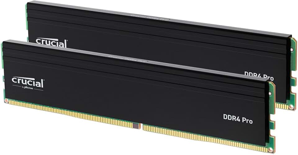 Crucial Kit Pro 32GB DDR4 RAM (2x16GB), alto desempenho 3200MHz (ou 3000MHz ou 2666MHz) Desktop Memory UDIMM 288-Pin, compatível com Intel e AMD Ryzen - CP2K16G4DFRA32A