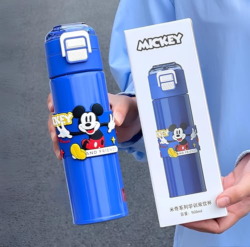 Image of Diisney Mikey Stainless Steel Water Bottle,|SS316| Insulated Water Bottle Stainless Steel Bottle, with Double Wall Vacuum Insulation, 500 ml Hot & Cold Bottle (Disney-Blue)