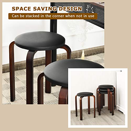 Image of COSTWAY 4-Pack 18.5-Inch Portable Stackable School Stools for Kids, Black