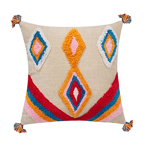 Taie d'oreiller coussin sofa 45x45 géométrique avec pompons décoratifs maison - 2