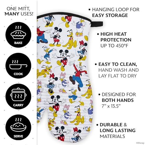 Image of Disney Mickey Silicone Oven Mitts, Set of 2 7 inchx13.5 inch, Heat Resistant 450F