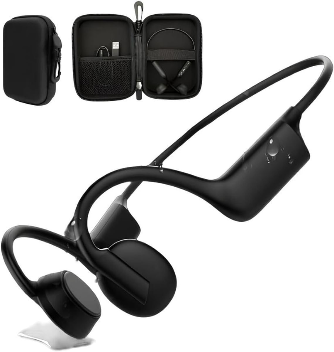 Bone Conduction Headphones, Wireless Bluetooth Open- Ear, Sport Headphones, Quick Charging, Long battery Life, Upgrade Sweat Proof, Earphone for Running, Cycling, Walking, Workout, Gift. Includes Case