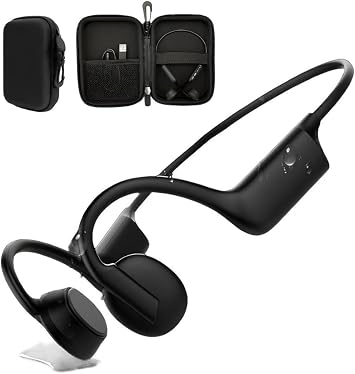 Bone Conduction Headphones, Wireless Bluetooth Open- Ear, Sport Headphones, Quick Charging, Long battery Life, Upgrade Sweat Proof, Earphone for Running, Cycling, Walking, Workout, Gift. Includes Case