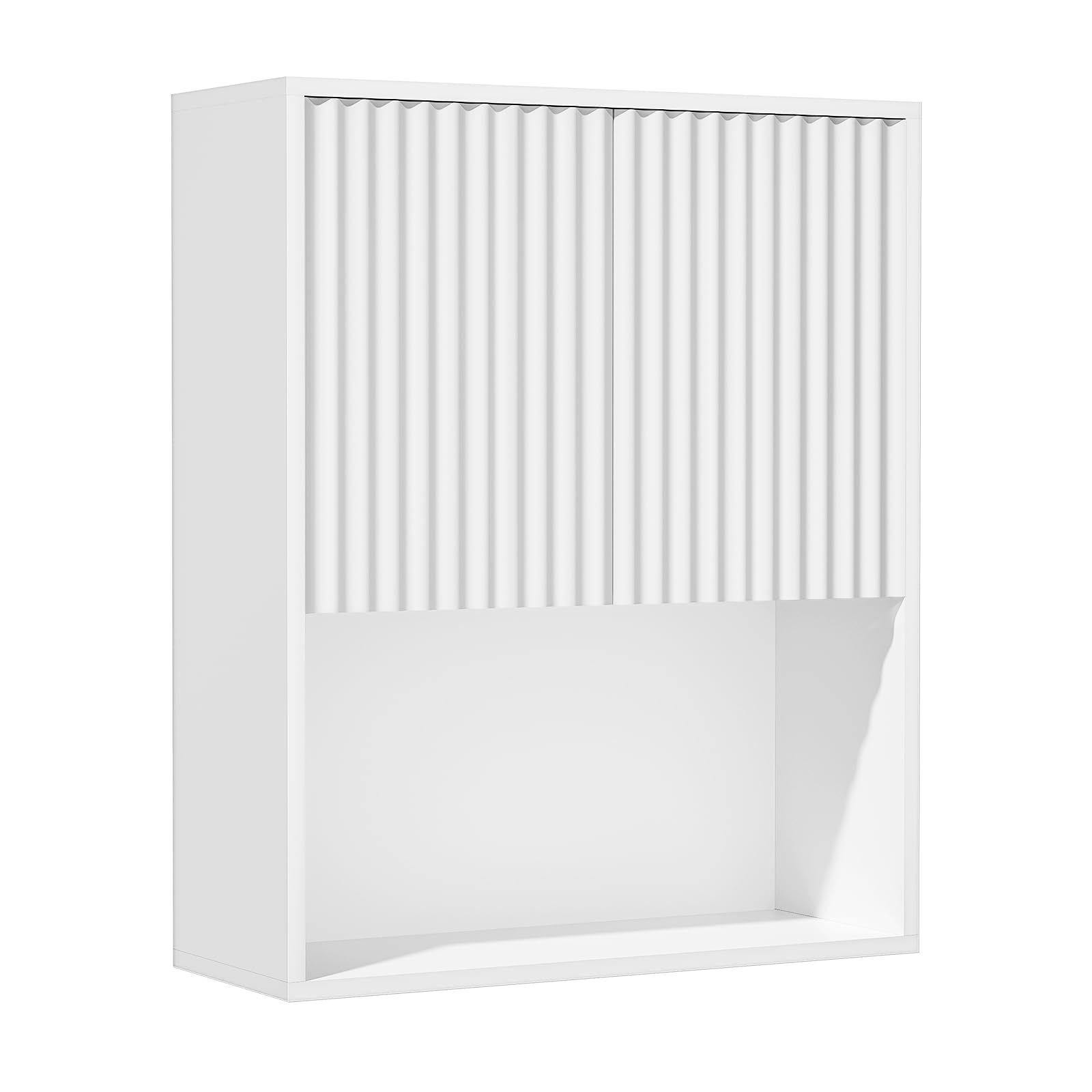 NewBeth Fluted Bathroom Wall Cabinet Over the Toilet Storage,Wall Mounted Cabinet with Adjustable Shelf,Floating and Hanging Organizer,Kitchen and