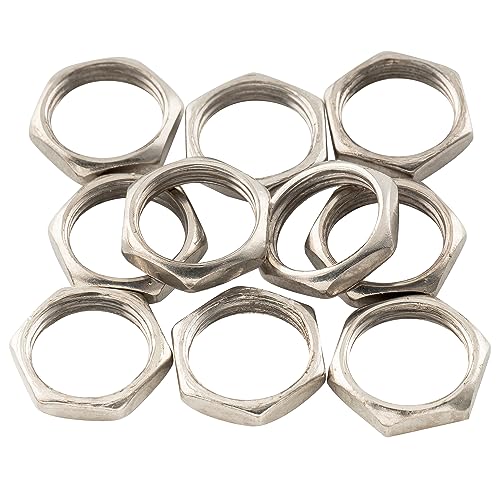 Musiclily Pro M12x1 Switch Mounting Hex Nuts for Metric LP/Box Style Pickup Selector Toggle Switch, Nickel (Set of 10)