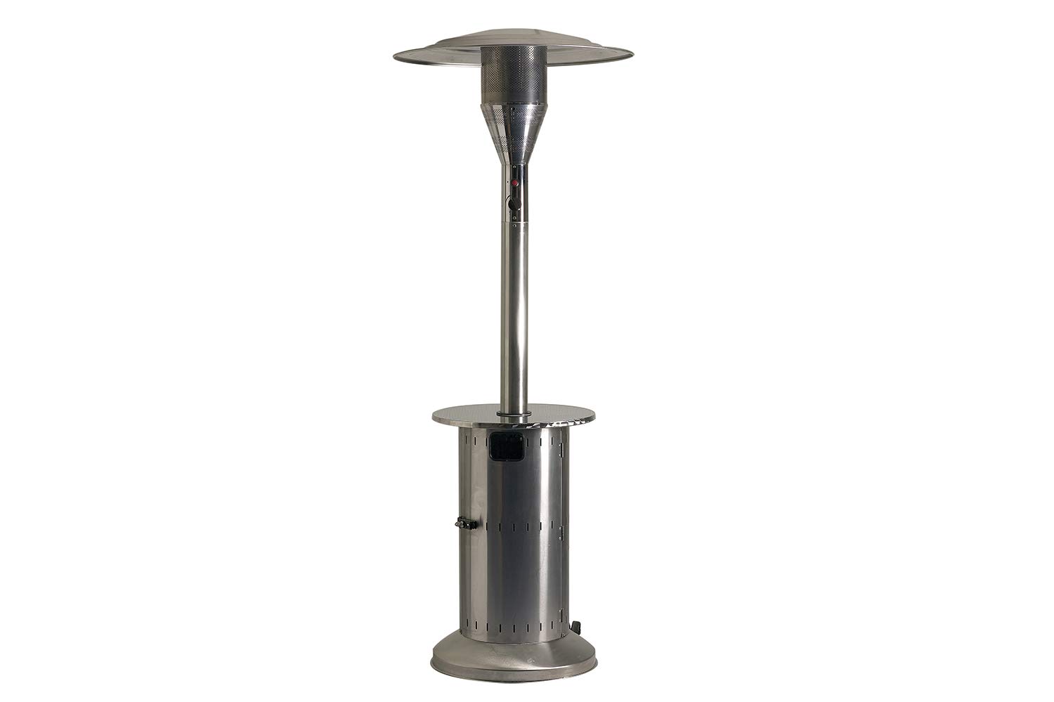 FAVEX - Parasol Chauffant gaz - Commercial INOX - Extérieur - Prêt à l'emploi livré avec Tuyau et détendeur - 4 à 15 KW - 20m² - 88 x 88 x 230 cm
