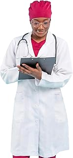 HEEDFIT Unisex Lab Coat, Ultra-Comfortable Poly-Cotton 40â€ Long Reusable Lab Coats White S