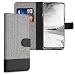 Produktbild kwmobile Wallet Case kompatibel mit Motorola Edge 20 - Hülle mit Ständer - Handyhülle Kartenfächer Grau Schwarz