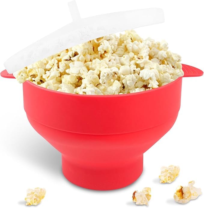 Palomitero para Microondas. Popper Popcorn. Cuenco Plegable Silicona Con Tapa Para Palomitas de Maiz. Tamaño XL. El Sabor del Cine en Casa.