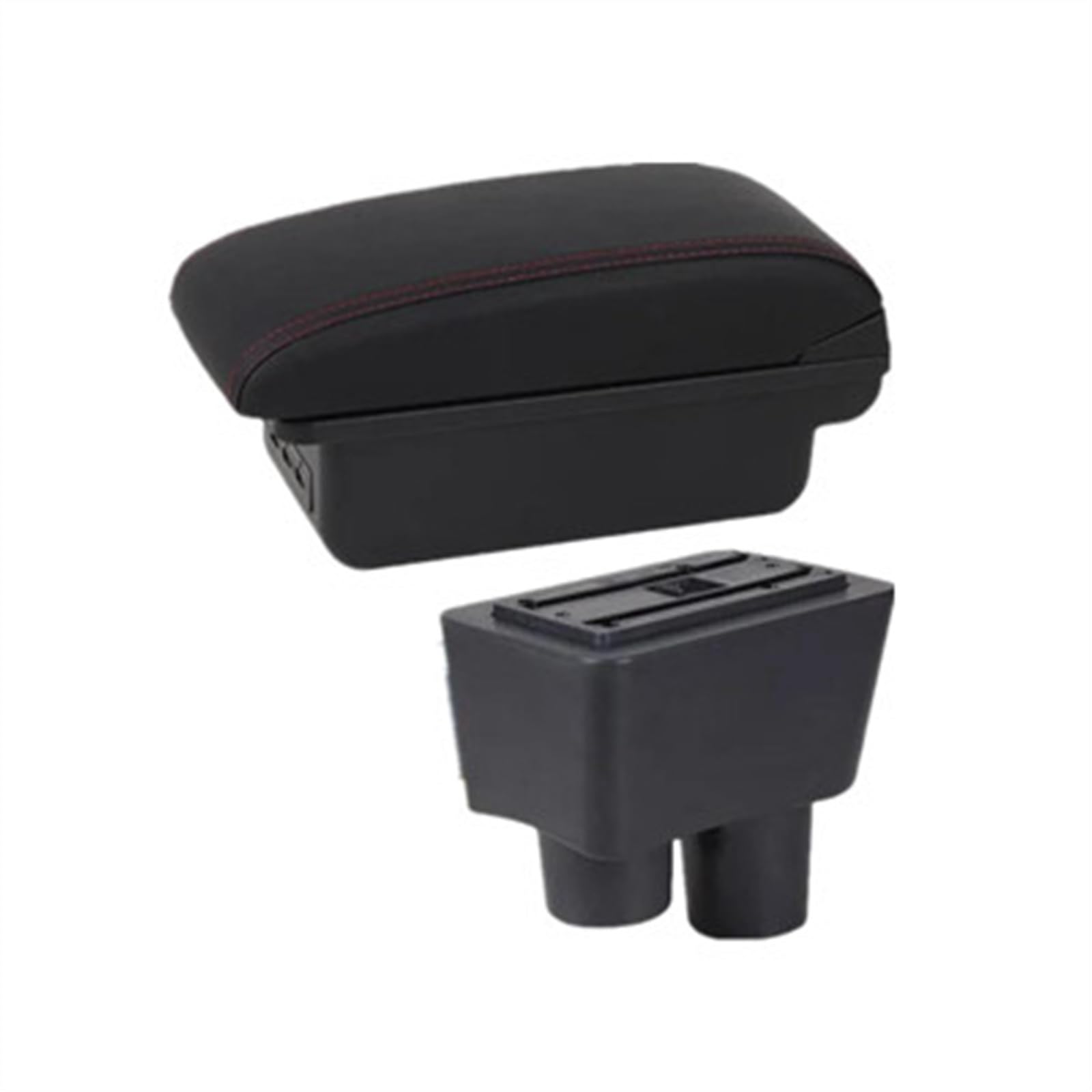 NOHEEU Car Central Armrest Box Storage Accessories Interior Details Retrofit Parts For Almera For Versa(B1 red line 3USB)