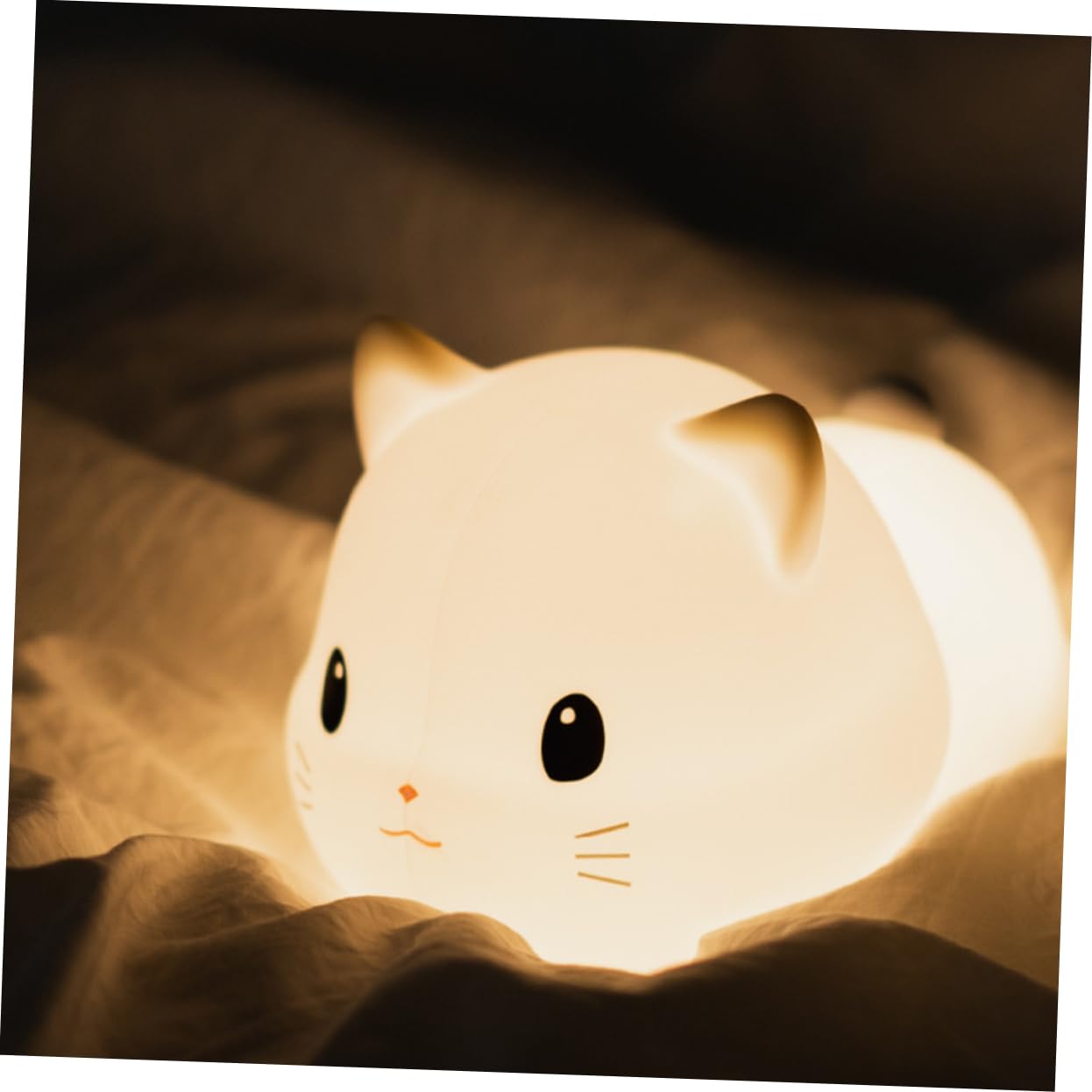 DOITOOL Luz Nocturna de Silicona para Dormitorio Diseño de Gato Adorable Luz de Dormir Control Táctil USB Pequeña para Mesilla de Noche
