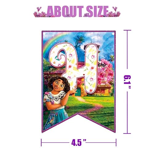 Phoenix Party 66 Counts Encanto Party Decorations Princess Party Supplies Birthday Party Favors, 2 Cake Toppers, 24 Cupcake Toppers, 24 Balloons, 1 Banners Set #TOP4