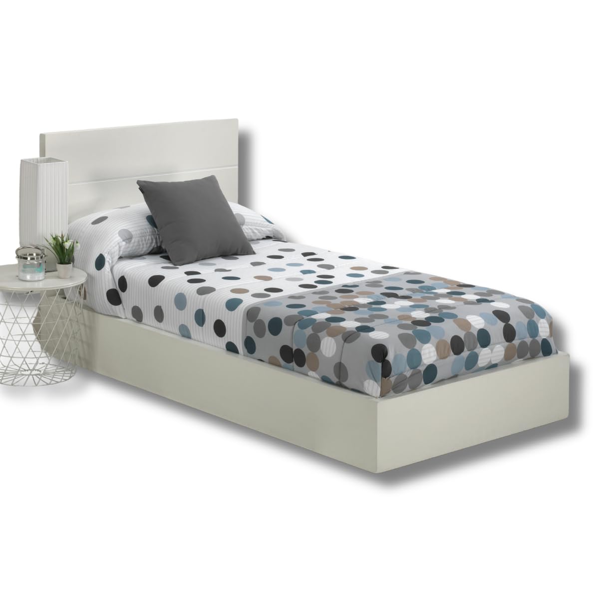 Lanovenanube Edredón Ajustable Vilma Gris Cama 120, 100% Microfibra 250g | Tacto melocotón, ajuste al colchón y uso para épocas de frío. Largo 190/200 cm. Fabricado en España. No incluye cojines