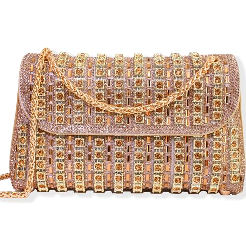 Image of Flower Rhinestone Crystal Clutch Purse Shoulder Bag Sparkling Evening Bag for Wedding Prom Party Bride Guest
