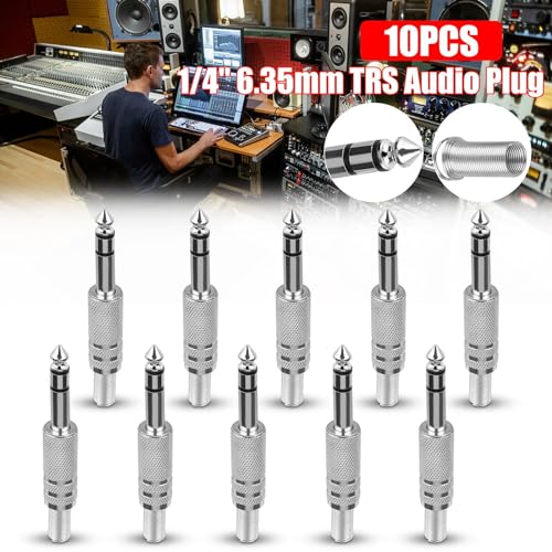 Conectores Jack 1/4" 6.35mm Macho TRS Solder 10 Pzas miniatura 7