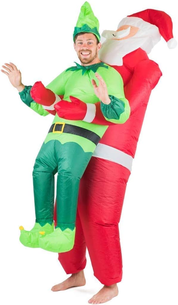Bodysocks® Inflatable Santa Carrying Elf Costume