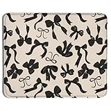 Qykwz Cute Coquette Black Bow Mouse Pad 9.5x7.9 Inch, Cute Preppy Girly Bow Ribbon Mouse Pads for Wireless Mouse Computers Laptop Desk Accessories, Preppy Girly Office Supplies