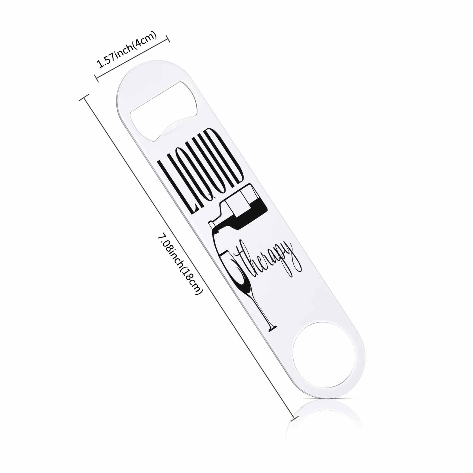 Liquid Therapy - Abridor de botellas de vino de acero inoxidable con cita de bebidas con texto en inglés "Life Life Flat" para el hogar, cocina, bar, restaurante, fiesta, regalo de cumpleaños